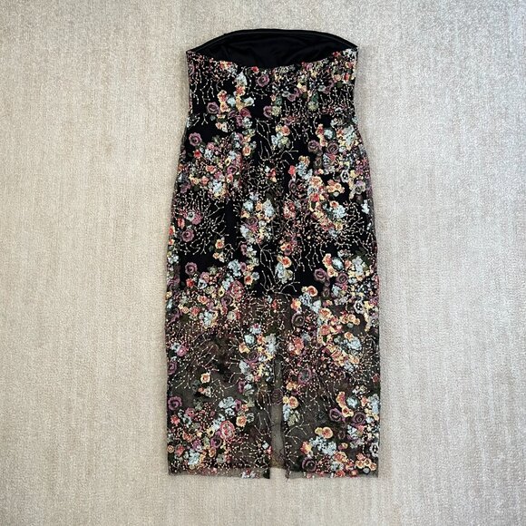 Sam Edelman Floral Sequin Strapless Cocktail Party Dress 12 - Picture 4 of 8